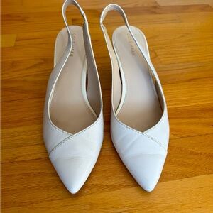 Cole Haan White Slingback pointed toe low heels with block wooden heel